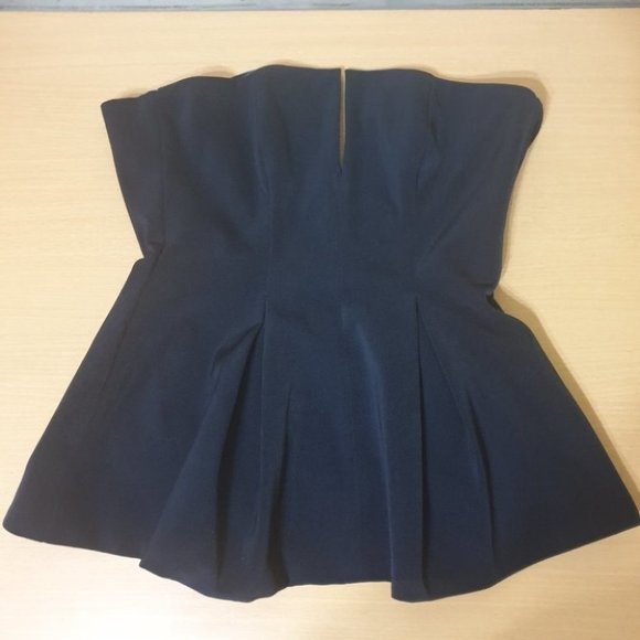 CAMEO Navy Blue Sleeveless Peplum Top AU-XS w/ Notched Neckline Zip Closure - Picture 13 of 13